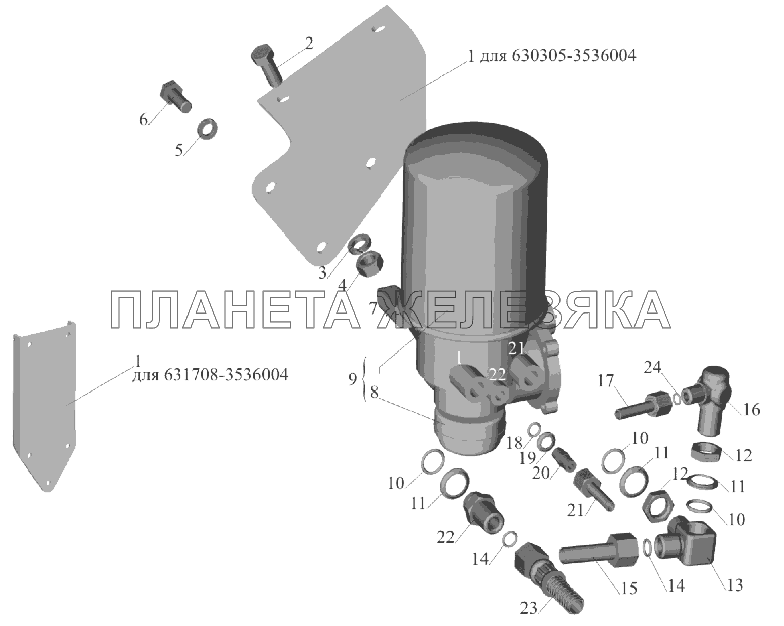 Установка осушителя воздуха МАЗ-6303A3, 6303A5